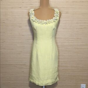 Vintage The Anne Fogarty Room Chic Yellow Ruffle Neckline Mini Dress